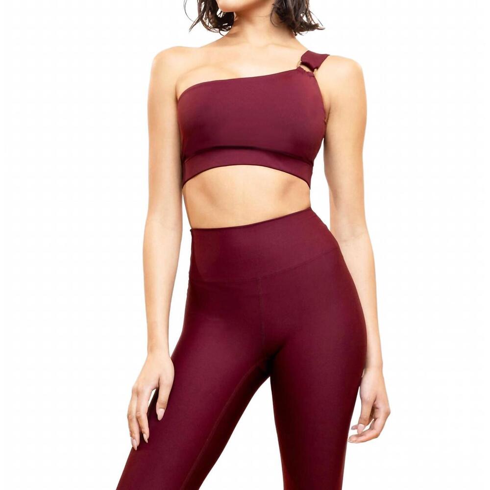 NEW HEROINE SPORT o-bra one-shoulder sports bra in plum